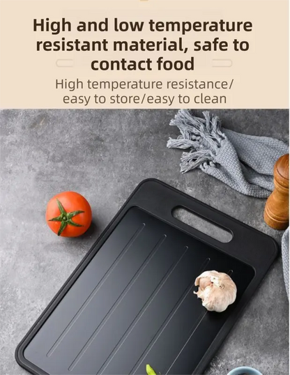 Black Aluminum Alloy Fast Thawing Dual-Sided Cutting Board(36.5x25CM) - Multifunctional Kitchen Tool with Garlic Grinder and Knife Sharpener - Image 5