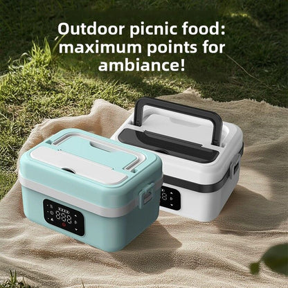 1L Black Cordless Waterless Heated Lunch Box - Portable 304 Stainless Steel Bento Box for Picnic Students Office Workers, Timed Insulation & USB Rechargeable - Image 4