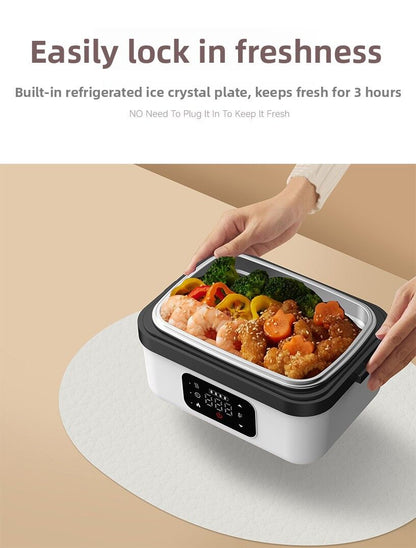 1L Black-Blue Cordless Waterless Heated Lunch Box - Portable 304 Stainless Steel Bento Box for Picnic Students Office Workers, Timed Insulation & USB Rechargeable - Image 9