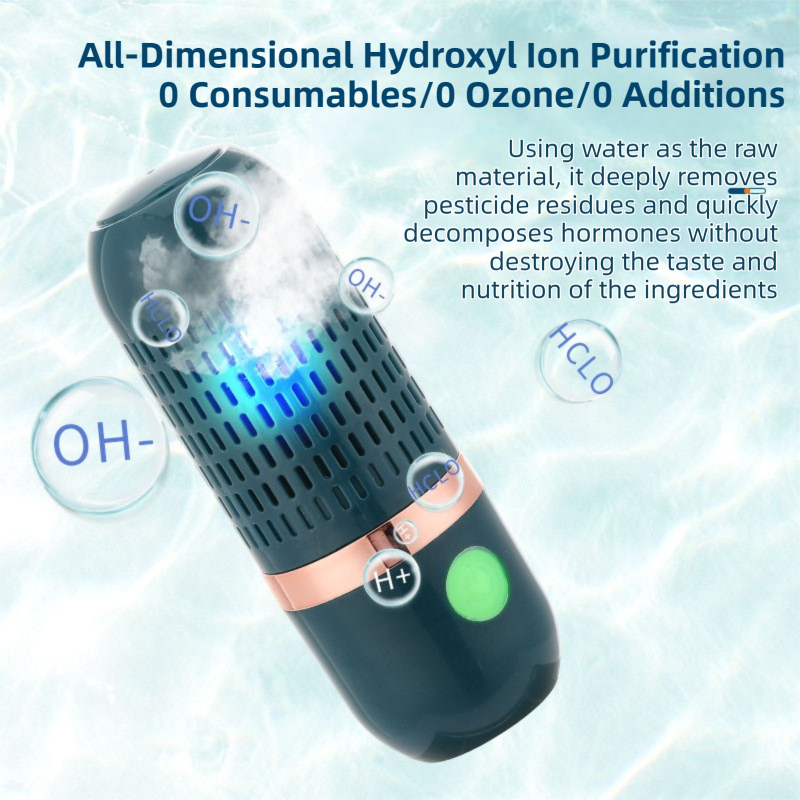 Blue Wireless Capsule Fruit and Vegetable Purifier(16x5.4CM) - Portable Food Disinfection & Sterilization Cleaner, 99.9% Bacteria Removal - Image 3