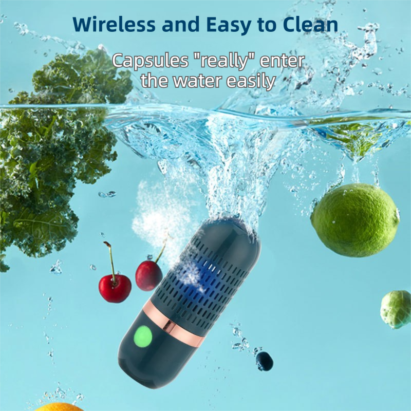 Green Wireless Capsule Fruit and Vegetable Purifier(16x5.4CM) - Portable Food Disinfection & Sterilization Cleaner, 99.9% Bacteria Removal - Image 2