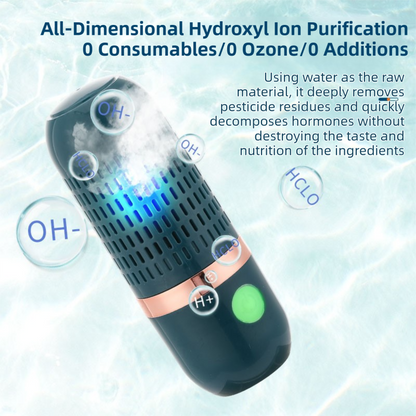 Green Wireless Capsule Fruit and Vegetable Purifier(16x5.4CM) - Portable Food Disinfection & Sterilization Cleaner, 99.9% Bacteria Removal - Image 3