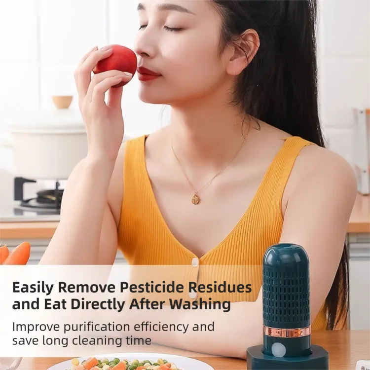 Yellow Wireless Capsule Fruit and Vegetable Purifier(16x5.4CM) - Portable Food Disinfection & Sterilization Cleaner, 99.9% Bacteria Removal - Image 4