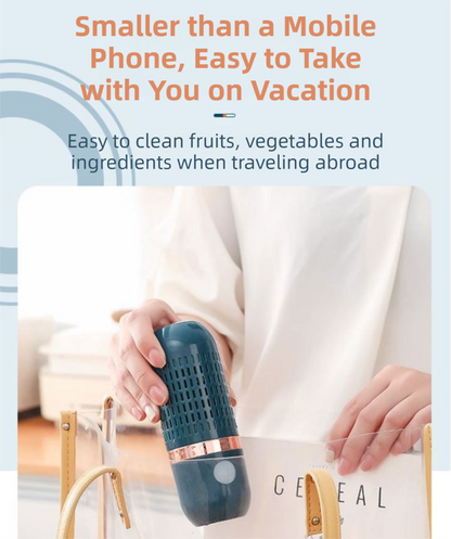 Yellow Wireless Capsule Fruit and Vegetable Purifier(16x5.4CM) - Portable Food Disinfection & Sterilization Cleaner, 99.9% Bacteria Removal - Image 8