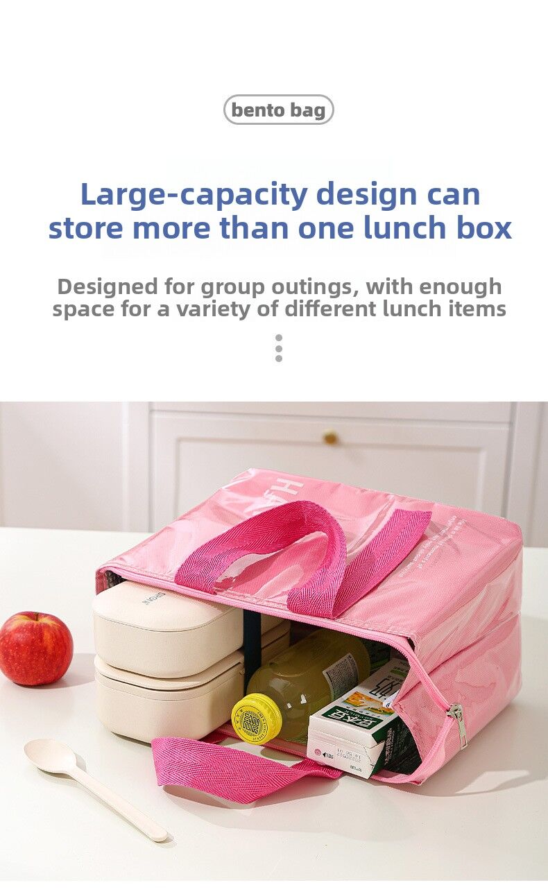 2-Pack Green Dopamine Color Block Insulated Lunch Bag - Large Capacity Portable Cooler with Thickened Aluminum Foil Liner for Office Camping Picnic - Image 4