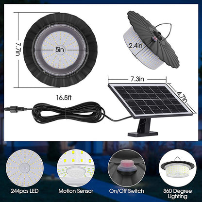 244 LED Solar Motion Sensor Pendant Light - IP65 Waterproof Barn/Patio Light with 4 Remote Modes and High Lumen Output - Image 3