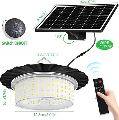 244 LED Solar Motion Sensor Pendant Light - IP65 Waterproof Barn/Patio Light with 4 Remote Modes and High Lumen Output - Image 7