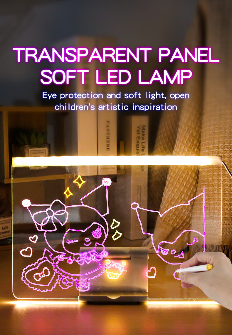 30x20CM LED Light-Up Tracing Doodle Board with 10 Brushes  - Erasable Fluorescent Drawing Tablet for Kids, Creative Painting, and Interactive Decoration/Gift - Image 2
