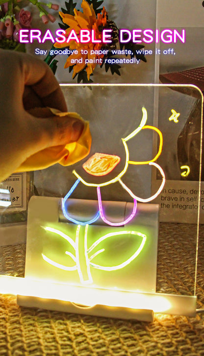 30x20CM LED Light-Up Tracing Doodle Board with 10 Brushes  - Erasable Fluorescent Drawing Tablet for Kids, Creative Painting, and Interactive Decoration/Gift - Image 4