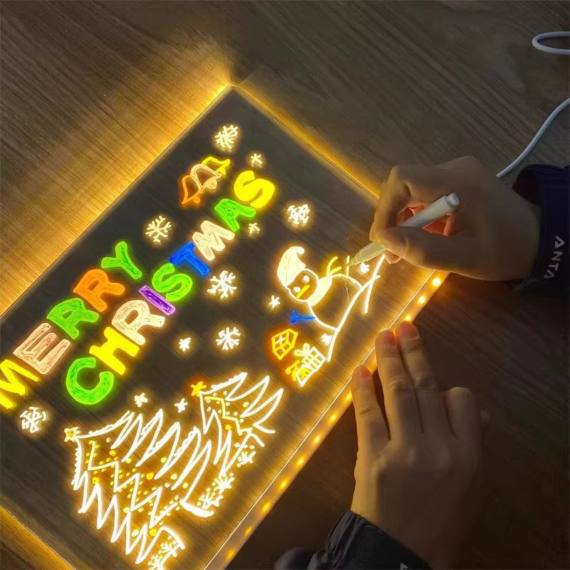 30x20CM LED Light-Up Tracing Doodle Board with 10 Brushes  - Erasable Fluorescent Drawing Tablet for Kids, Creative Painting, and Interactive Decoration/Gift - Image 7