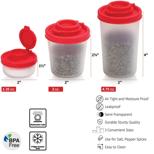 Mini Compact Spice Shaker Set(1 Small + 1 Medium + 1 Large) - Transparent Salt and Pepper Dispensers for Camping, Picnic & Outdoor Grilling - Image 4