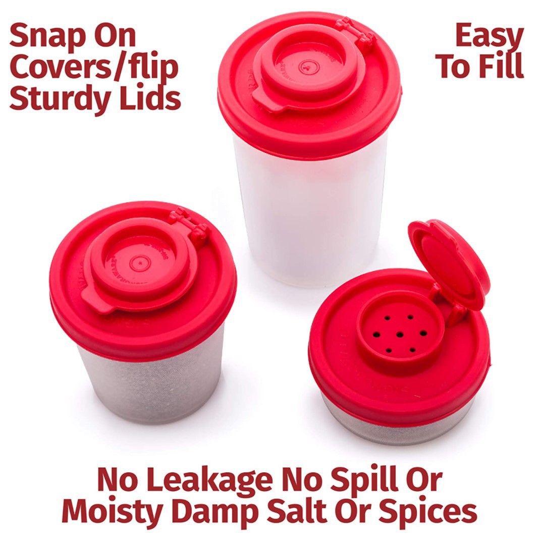 3-Pack Mini Compact Spice Shaker Set(Medium Size) - Transparent Salt and Pepper Dispensers for Camping, Picnic & Outdoor Grilling - Image 3