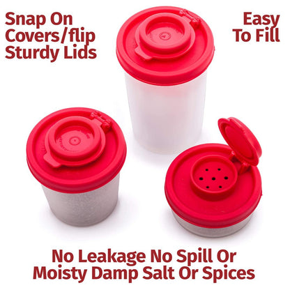 3-Pack Mini Compact Spice Shaker Set(Medium Size) - Transparent Salt and Pepper Dispensers for Camping, Picnic & Outdoor Grilling - Image 3