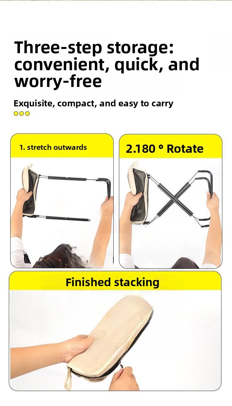 Black Foldable Compact Handbag With Stool -  Ultralight Travel Seat with Storage Pockets for Fishing, Hiking & Outdoor Activities - Image 6