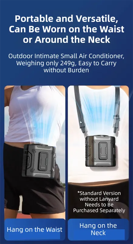 Orange Portable Waist Fan - Construction Site Cooling Solution with 360° Turbo Ice Engine, 100 Speed Gears, and LED Light - Image 6