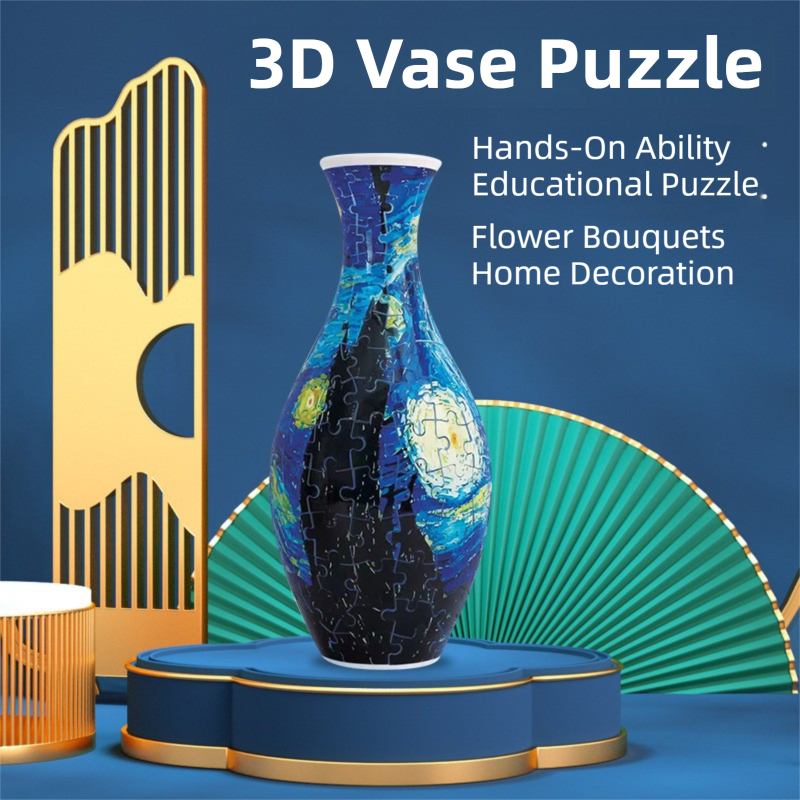 160 PCS Pop Art 3D Puzzle Vase - DIY Interlocking Flower Vase Kit, Home Decorative and Toy Gift for Mom - Image 3