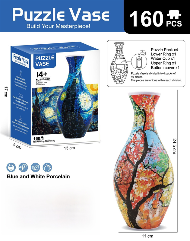 160 PCS Autumn 3D Puzzle Vase - DIY Interlocking Flower Vase Kit, Home Decorative and Toy Gift for Mom - Image 2