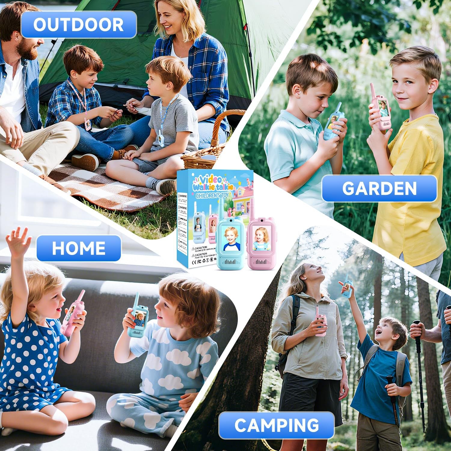 2-Pack Mini Wireless Video Intercom Set for Children(Blue) - Educational and Interactive Dual-Frequency Walkie Talkie Toy for Playtime - Image 5