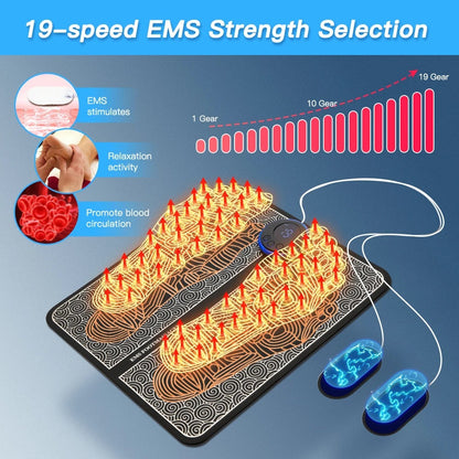 EMS Foot Massager Mat With 4 Adhesive Pads & Remote Control - Pulse Device for Foot Reflexology, Deep Tissue Massage, and Acupressure Stimulation - Image 2