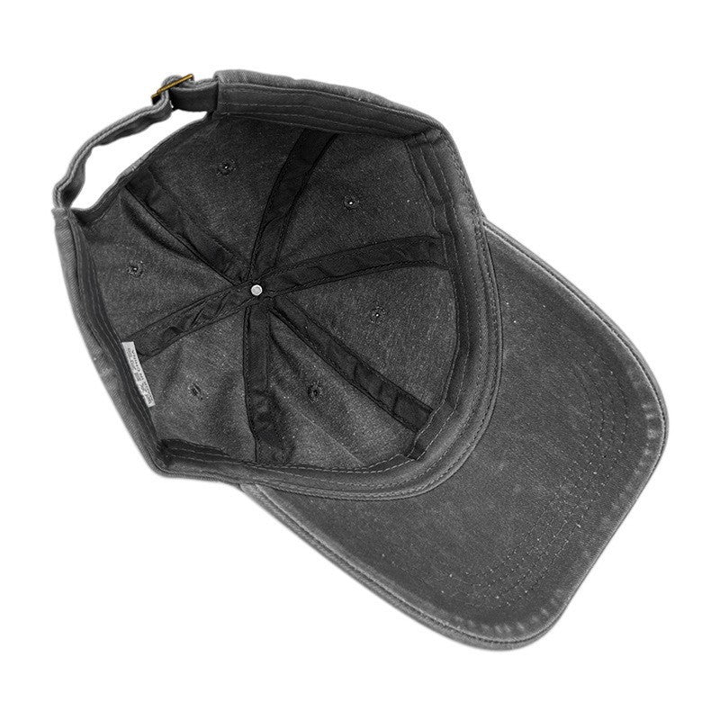 Grey Washed Cotton Baseball Cap with Cat Print - Spring/Summer Casual Adjustable Unisex Couple Sun Hat - Image 3