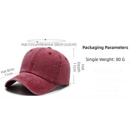 Red Washed Cotton Baseball Cap with Cat Print - Spring/Summer Casual Adjustable Unisex Couple Sun Hat - Image 4