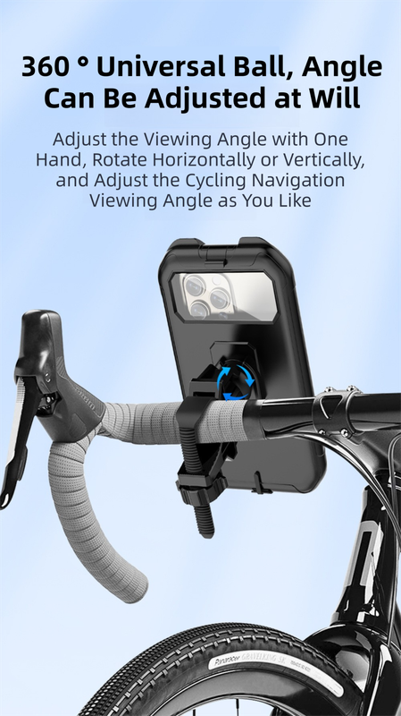 Black Bicycle Waterproof Phone Holder - Handlebar Mount with Sensitive Touch Screen, Anti-Drop & 360° Rotation Case for Navigation (Up to 7-inch Phones) - Image 3