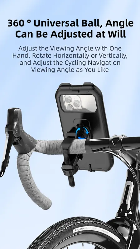 Black Bicycle Waterproof Phone Holder - Handlebar Mount with Sensitive Touch Screen, Anti-Drop & 360° Rotation Case for Navigation (Up to 7-inch Phones) - Image 3