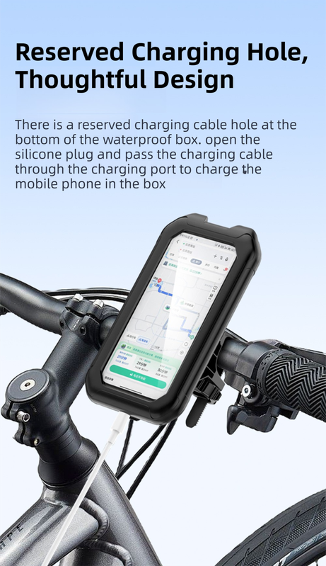 Black Bicycle Waterproof Phone Holder - Handlebar Mount with Sensitive Touch Screen, Anti-Drop & 360° Rotation Case for Navigation (Up to 7-inch Phones) - Image 6