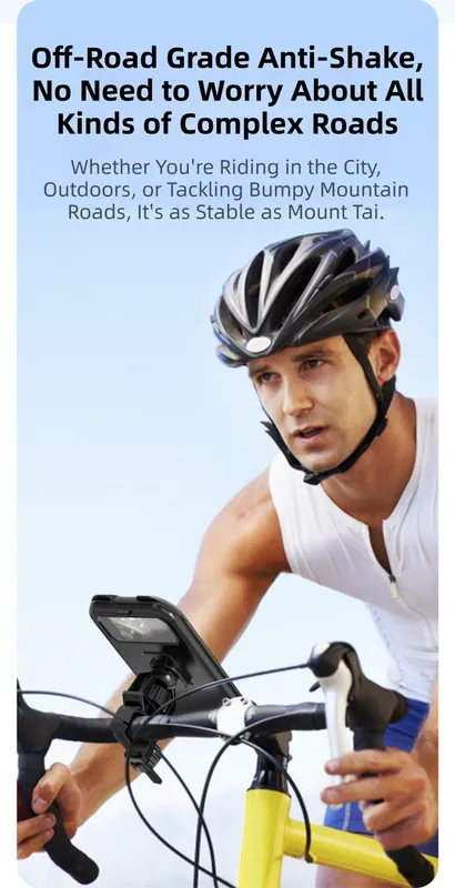 Black Bicycle Waterproof Phone Holder - Handlebar Mount with Sensitive Touch Screen, Anti-Drop & 360° Rotation Case for Navigation (Up to 7-inch Phones) - Image 7