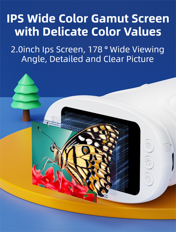 White Kids Handheld Digital Microscope - 2.4-inch HD Portable Magnifier with 1000x Magnification, 2MP Camera, and Built-in Storage & LED - Image 3