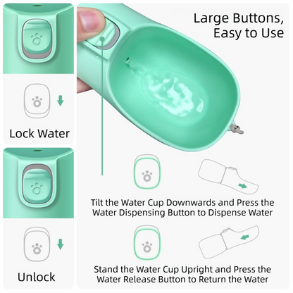Green Portable Dog Water Bottle and Drink Feeder - 550ml Pet Travel Water Cup for Walking, Hiking & Outdoor Use (High-Temperature Resistant) - Image 3