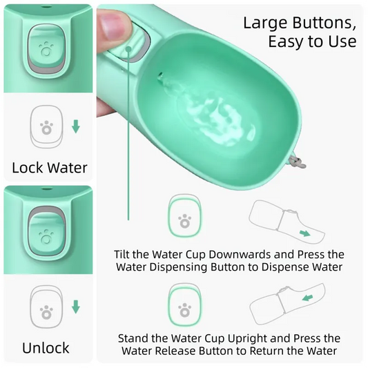 Green Portable Dog Water Bottle and Drink Feeder - 550ml Pet Travel Water Cup for Walking, Hiking & Outdoor Use (High-Temperature Resistant) - Image 2