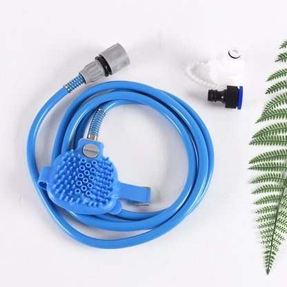 2-in-1 Pet Bathing Tool With Faucet Adapter & 2.2m Long Reach - Convenient Grooming System, Silicone Massage Shower Sprayer & Brush Head for Dogs and Cats - Image 2