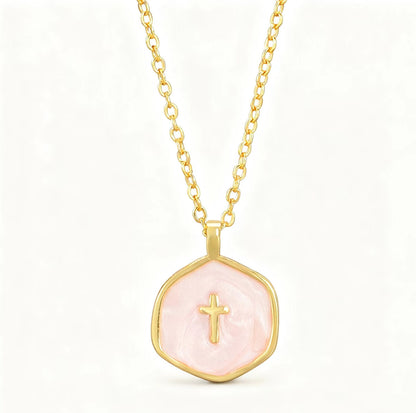 3-Pack Enamel Drip Oil Cross Necklace Set(White & Pink & Blue) - Fashionable Geometric Pendant, Niche Design, Electroplated Alloy Jewelry - Image 3