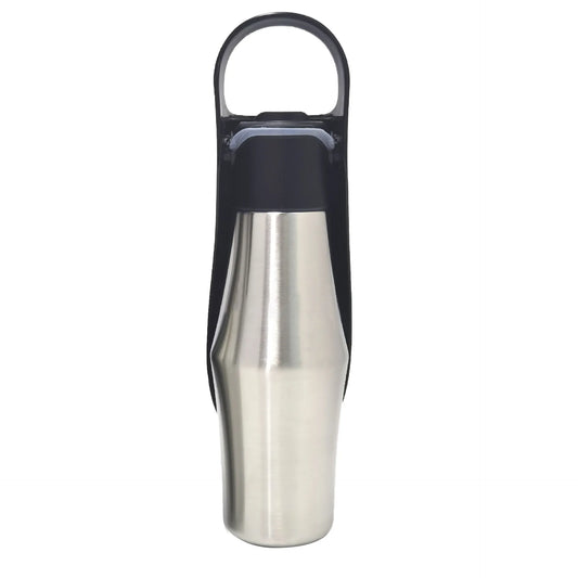Black 27oz Food-Grade 304 Stainless Steel Pet Water Bottle - Portable Dog and Cat Travel Cup, Outdoor Feeder for Walks and Hikes