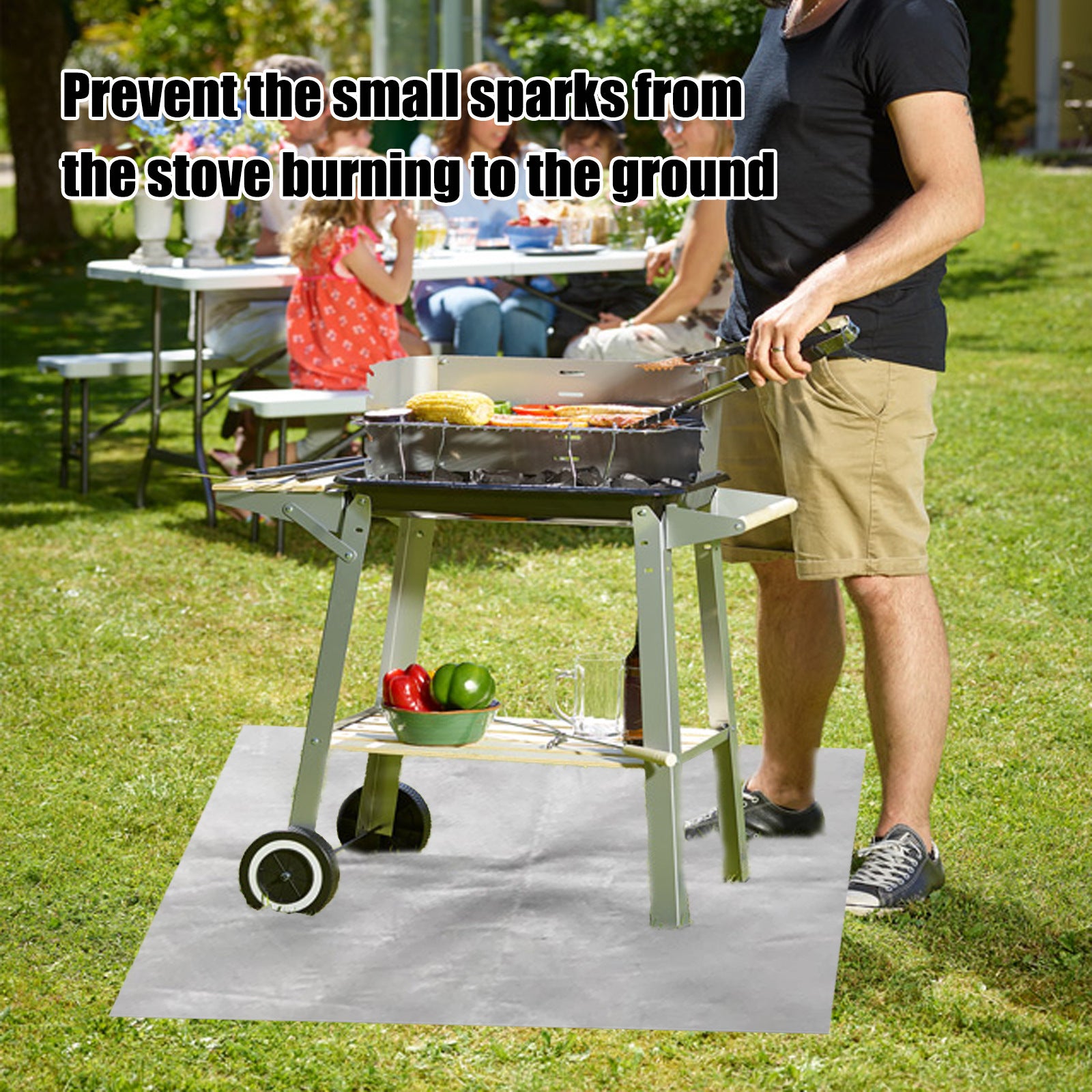 80x100 CM Outdoor Fire Pit Mat and Grill Pad - Up to 500°C Resistant Square Deck Protector for Barbecues, Fire Pits & Smokers - Image 4