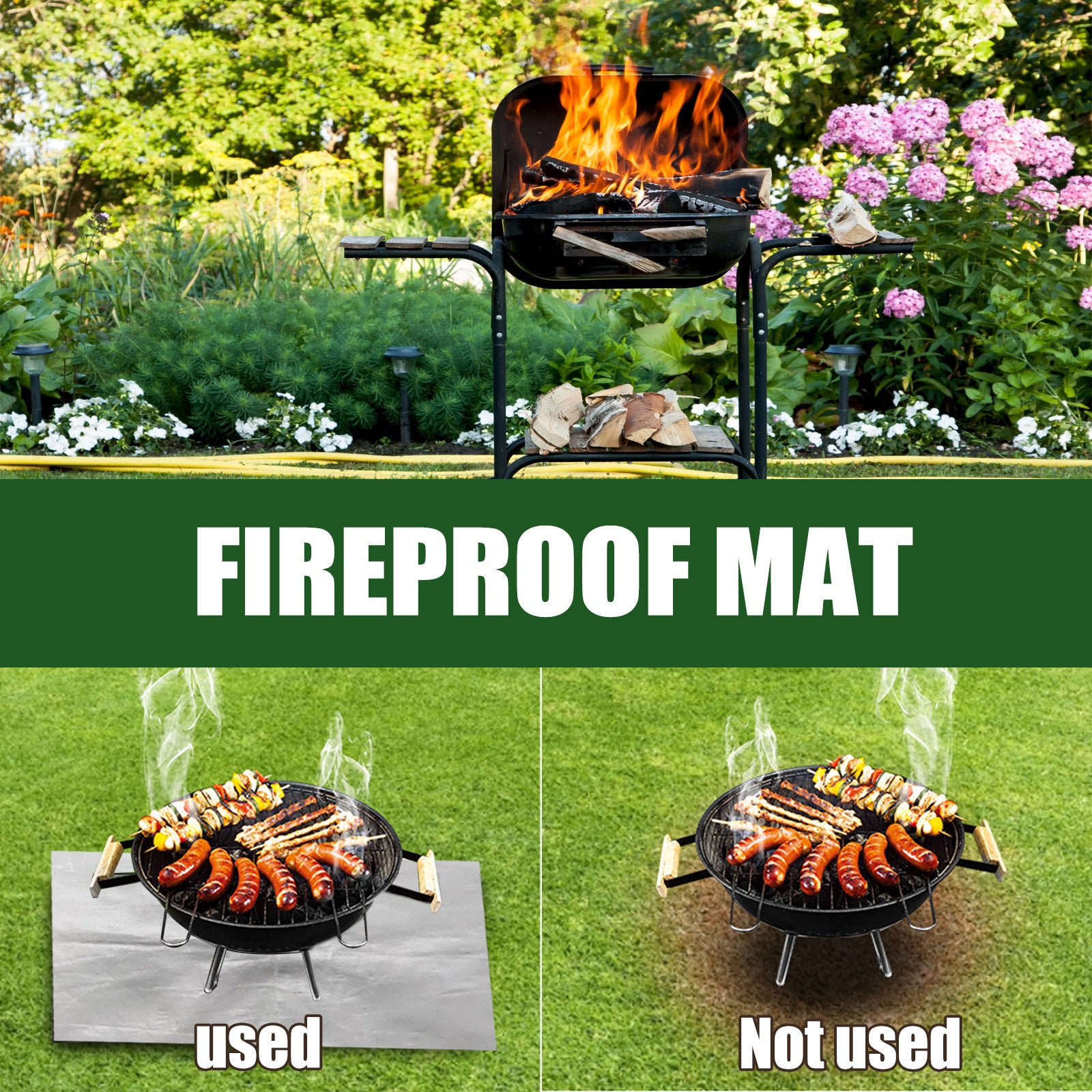 80x100 CM Outdoor Fire Pit Mat and Grill Pad - Up to 500°C Resistant Square Deck Protector for Barbecues, Fire Pits & Smokers - Image 5