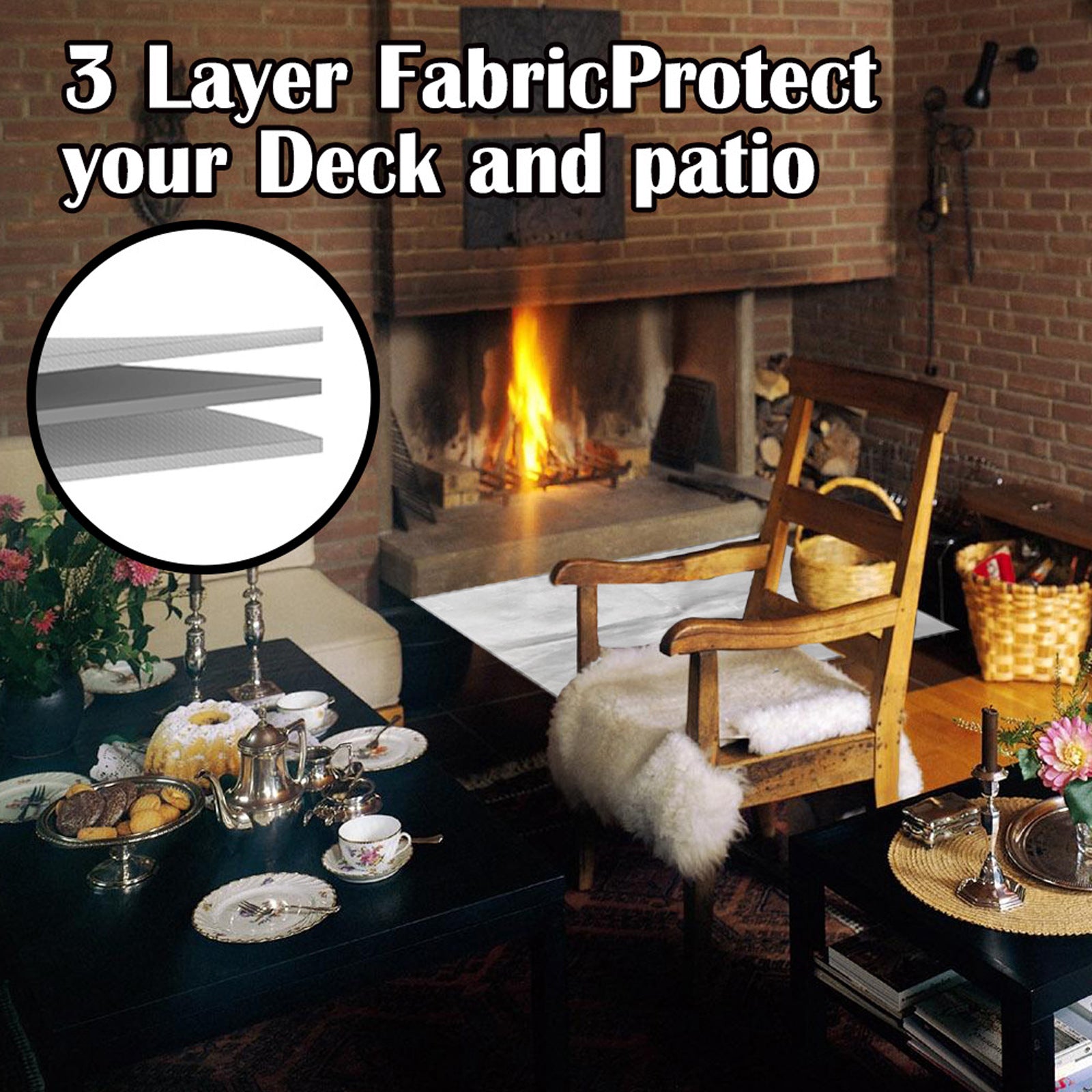 100x100 CM Outdoor Fire Pit Mat and Grill Pad - Up to 500°C Resistant Square Deck Protector for Barbecues, Fire Pits & Smokers - Image 3