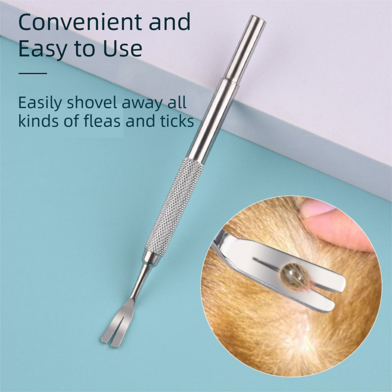 Stainless Steel Pet Tick Remover Tool Kit - Professional Fork, Double-Head Clip, and Curved Tweezers for Dogs and Cats - Image 4