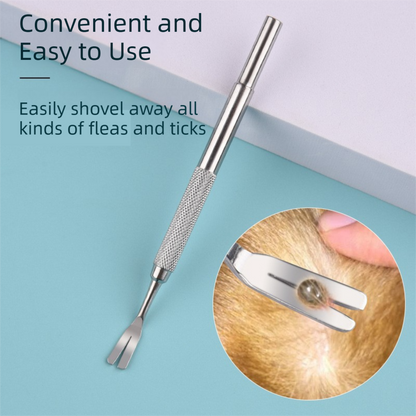 Stainless Steel Pet Tick Remover Tool Kit - Professional Fork, Double-Head Clip, and Curved Tweezers for Dogs and Cats - Image 4