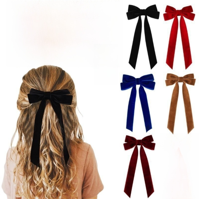 Luxury Velvet Bow Hair Clip Set (10 Pcs) - Simple Fashion Accessory for Princess Outfits and Party Decoration - Image 6