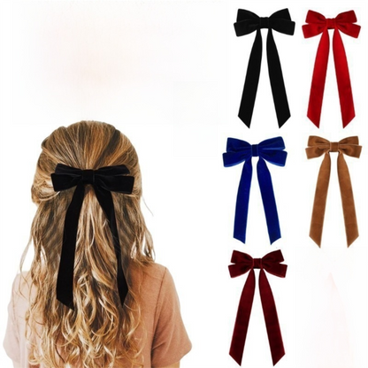 Luxury Velvet Bow Hair Clip Set (10 Pcs) - Simple Fashion Accessory for Princess Outfits and Party Decoration - Image 6