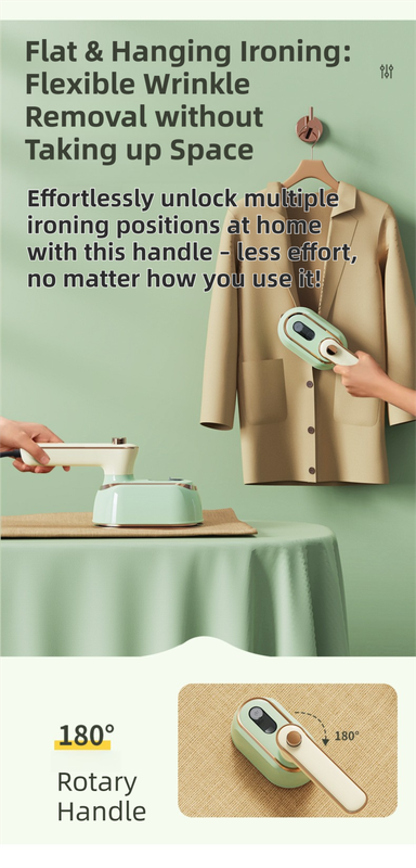 Green Foldable Handheld Garment Steamer & Portable Steam Iron - 15g/min & 70ML Travel Steamer for Apartment Living and Holiday Trips - Image 6