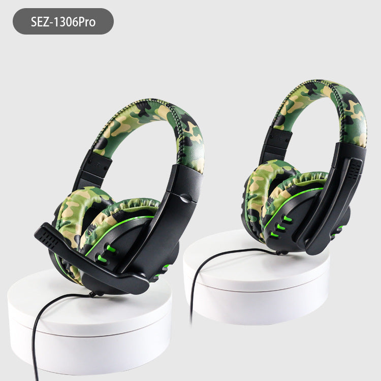 Camouflage Green Over-Ear Wired Gaming Headset with Microphone - Direct Plug-in E-Sports Headphones for PC, Console & Mobile Gaming - Image 2