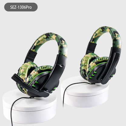 Camouflage Green Over-Ear Wired Gaming Headset with Microphone - Direct Plug-in E-Sports Headphones for PC, Console & Mobile Gaming - Image 2