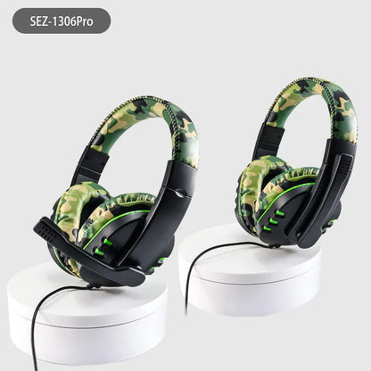 Camouflage Green Over-Ear Wired Gaming Headset with Microphone - Direct Plug-in E-Sports Headphones for PC, Console & Mobile Gaming - Image 2