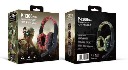 Camouflage Red Over-Ear Wired Gaming Headset with Microphone - Direct Plug-in E-Sports Headphones for PC, Console & Mobile Gaming - Image 2