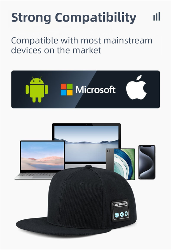 Black Bluetooth 5.4 Music Adjustable Sun Hat - Wireless Audio Speaker Cotton Cap for Sports, Golf, and Outdoor Activities - Image 7