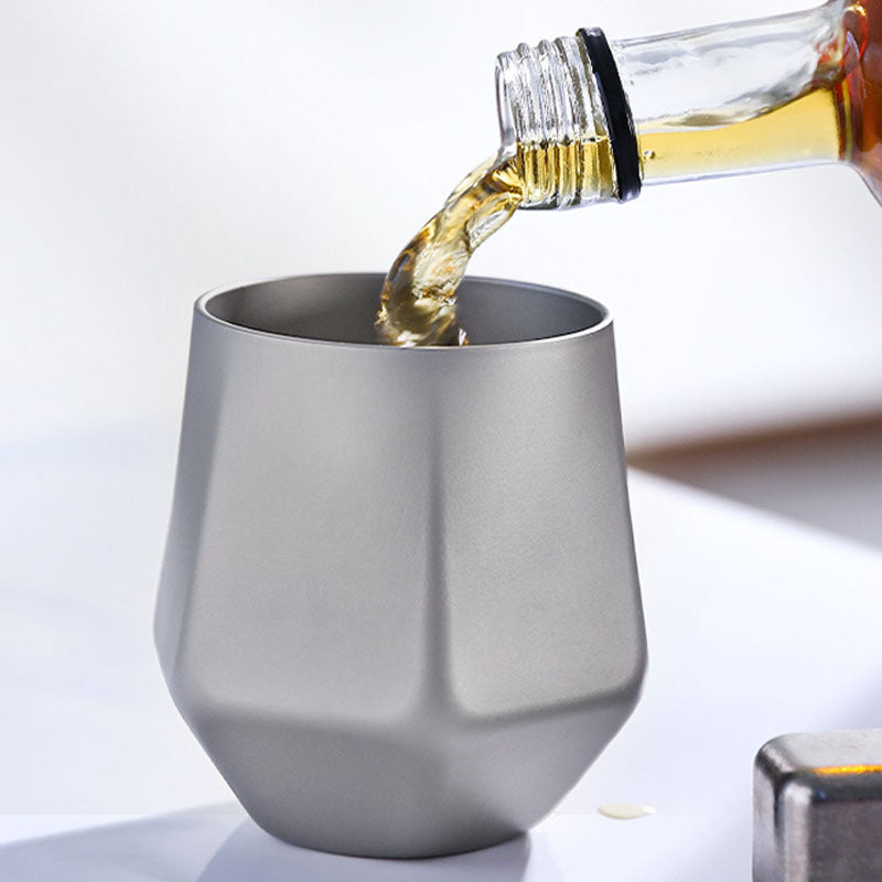 Crystal Finish Double-Walled Hexagonal Pure Titanium Mug - 250ml Insulated Beer, Liquor, and Tea Cup for Home and Travel Use - Image 3