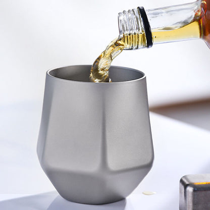 Crystal Finish Double-Walled Hexagonal Pure Titanium Mug - 250ml Insulated Beer, Liquor, and Tea Cup for Home and Travel Use - Image 3
